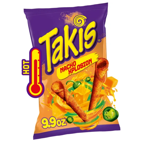 Takis Nacho Xplosion 9.9 oz S- Cheese and Chili Pepper Rolled Tortilla Chips
