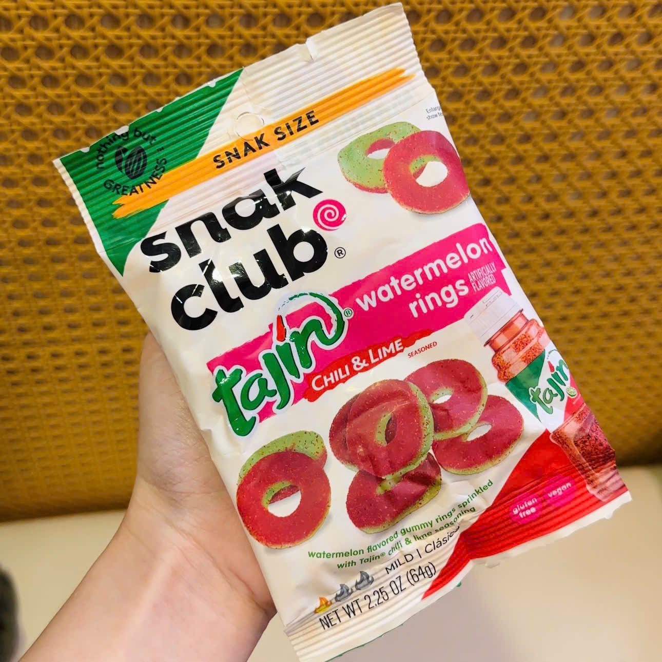 Snak Club Watermelon Rings, Tajin Chili & Lime Seasoned, Sweet And Spicy Gummy Candy