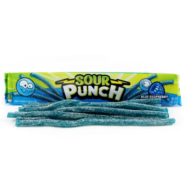 SOUR PUNCH Blue Raspberry Chewy Candy 2 oz - Hình ảnh 3