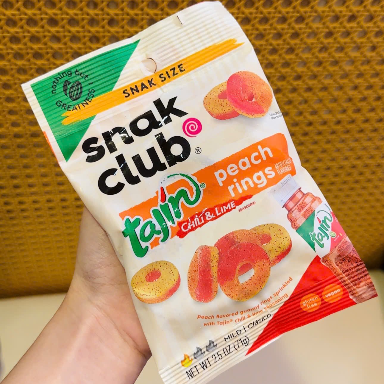 Snak Club Tajin Chili and Lime Peach Rings 71G